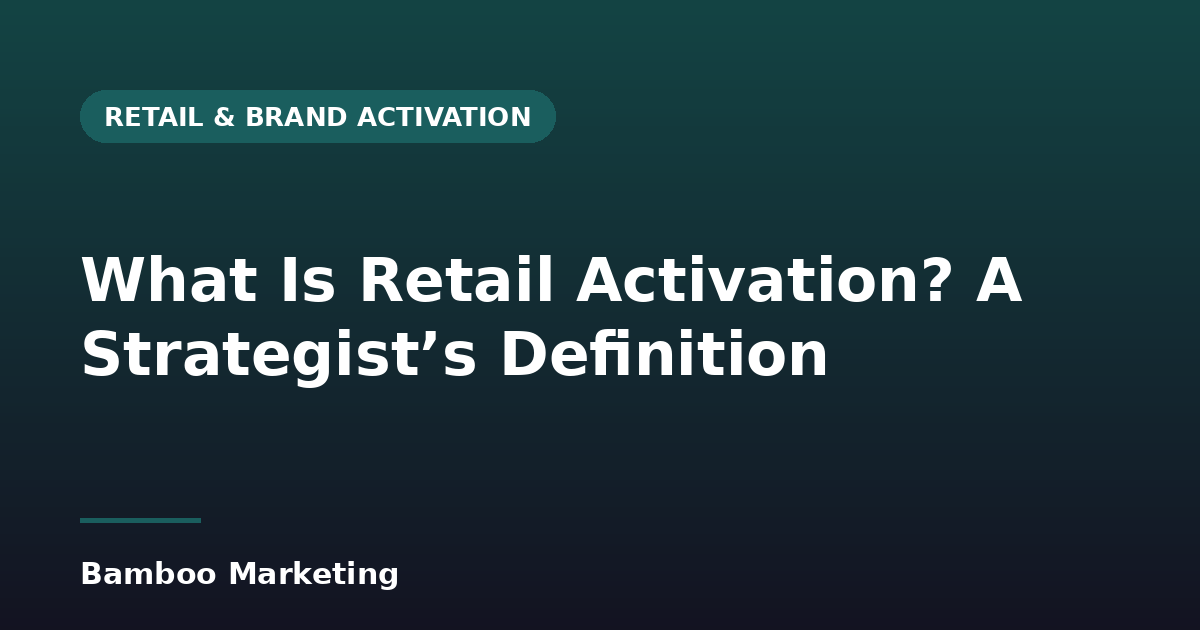 Retail activation defined by a strategist — shopper at a supermarket shelf engaging with an in-store brand display
